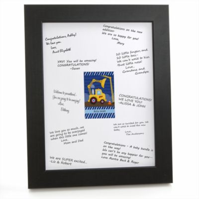 Construction Truck - Personalized Baby Shower Signature Mat Gift 
