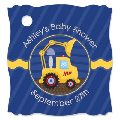 Construction Truck - Personalized Baby Shower Tags - 20 ct