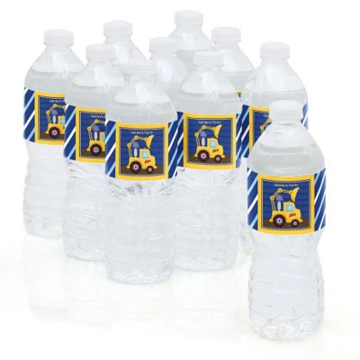 Construction Truck - Personalized Baby Shower Water Bottle Label Favors 