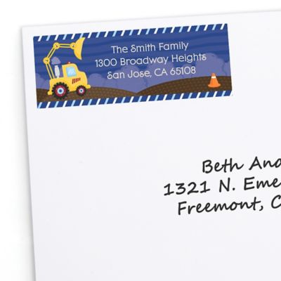 Construction Truck - Personalized Birthday Party Return Address Labels - 30 ct 