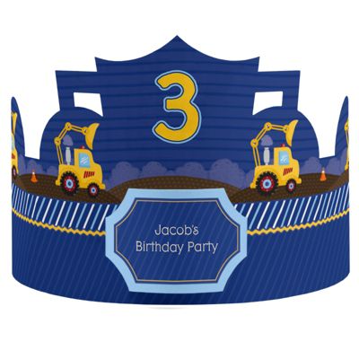 Construction Truck - Personalized Birthday Party Hats 