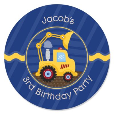 Construction Truck - Personalized Birthday Party Sticker Labels - 24 ct
