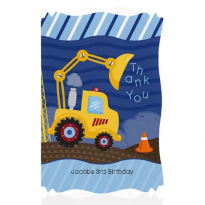 Construction Truck - Personalized Birthday Party Thank You Cards