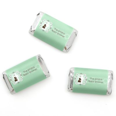 Silhouette Couples Baby Shower - It's A Baby - Personalized Baby Shower Mini Candy Bar Wrapper Favors - 20 ct