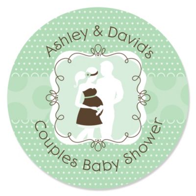 Silhouette Couples Baby Shower - It's A Baby - Personalized Baby Shower Sticker Labels - 24 ct