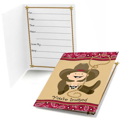 Little Cowboy - Baby Shower Fill In Invitations - 8 ct