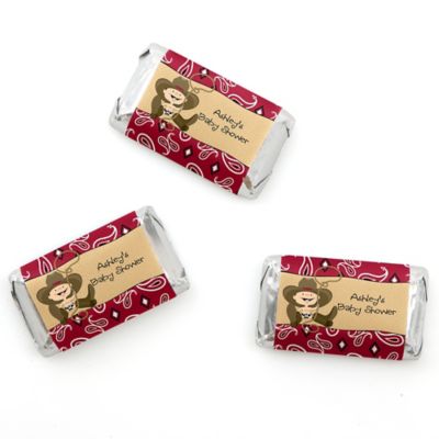 Little Cowboy - Personalized Baby Shower Mini Candy Bar Wrapper Favors - 20 ct