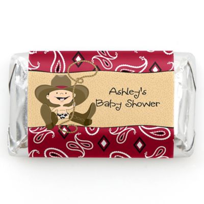 Little Cowboy - Personalized Baby Shower Mini Candy Bar Wrapper Favors - 20 ct