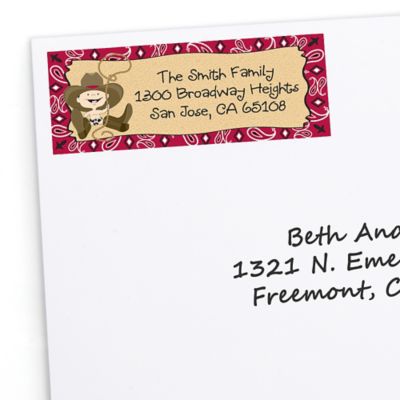Little Cowboy - Personalized Birthday Party Return Address Labels - 30 ct 