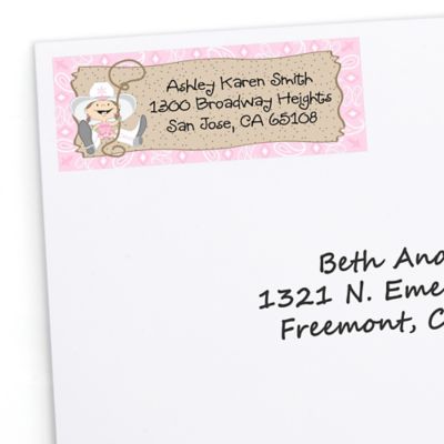Little Cowgirl - Personalized Baby Shower Return Address Labels - 30 ct 