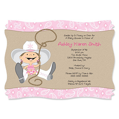 little cowgirl western personalized baby shower invitations, Baby shower