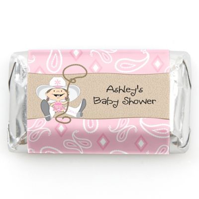 Little Cowgirl - Personalized Baby Shower Mini Candy Bar Wrapper Favors - 20 ct