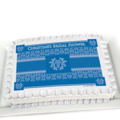 Damask Blue - Personalized Bridal Shower Cake Toppers