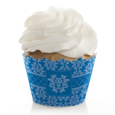 Damask Blue - Bridal Shower Cupcake Wrappers