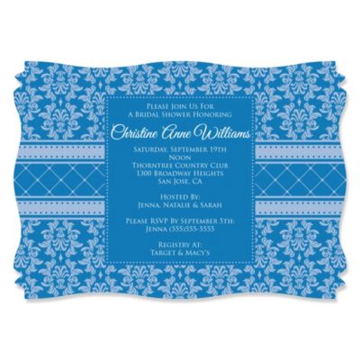 Damask Blue - Personalized Bridal Shower Invitations