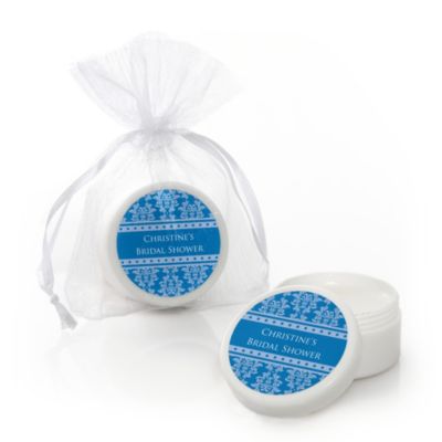 Damask Blue - Personalized Bridal Shower Lip Balm Favors