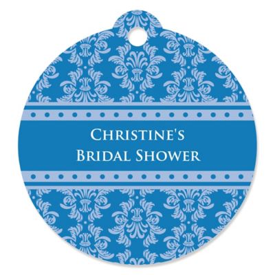 Damask Blue - Personalized Bridal Shower Tags - 20 ct