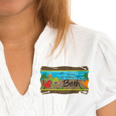Dinosaur Birthday - Personalized Birthday Party Name Tag Stickers - 8 ct