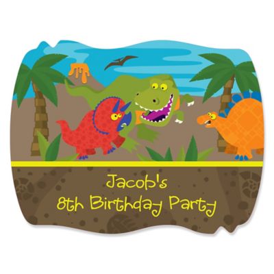 Dinosaur Birthday - Personalized Birthday Party Squiggle Stickers - 16 ct