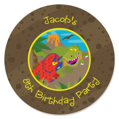 Dinosaur Birthday - Personalized Birthday Party Sticker Labels - 24 ct