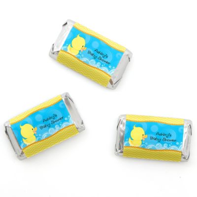 Ducky Duck - Personalized Baby Shower Mini Candy Bar Wrapper Favors - 20 ct
