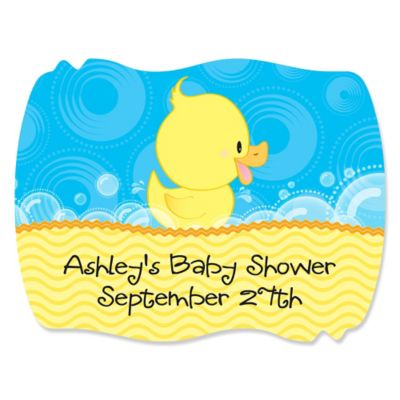 Ducky Duck - Personalized Baby Shower Squiggle Stickers - 16 ct
