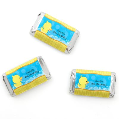 Ducky Duck - Personalized Birthday Party Mini Candy Bar Wrapper Favors - 20 ct