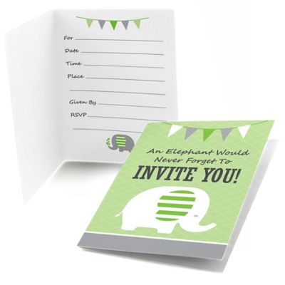 Baby Elephant  - Baby Shower Fill In Invitations - 8 ct