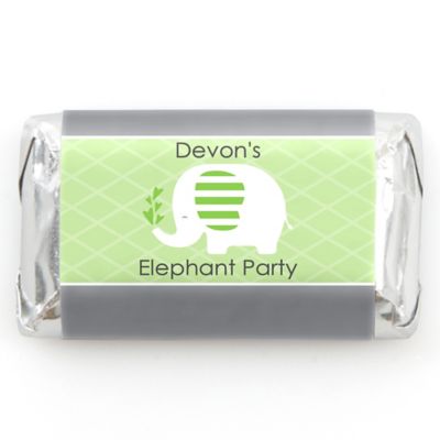 Baby Elephant - Personalized Baby Shower Mini Candy Bar Wrapper Favors - 20 ct
