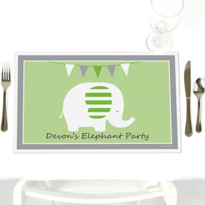 Baby Elephant - Personalized Baby Shower Placemats