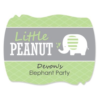 Baby Elephant - Personalized Baby Shower Squiggle Stickers - 16 ct
