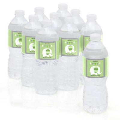 Baby Elephant - Personalized Baby Shower Water Bottle Label Favors 