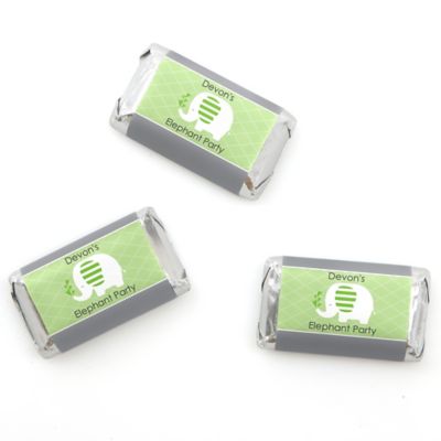 Elephant - Personalized Birthday Party Mini Candy Bar Wrapper Favors - 20 ct
