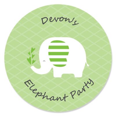 Elephant - Personalized Birthday Party Sticker Labels - 24 ct