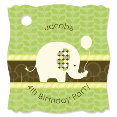 Elephant - Personalized Birthday Party Tags - 20 ct 