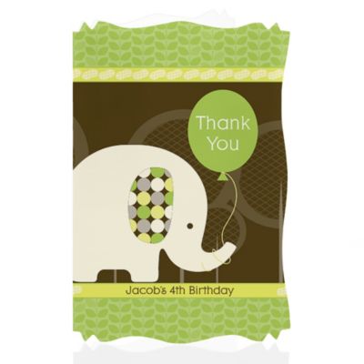 Elephant - Personalized Birthday Party Thank You Cards