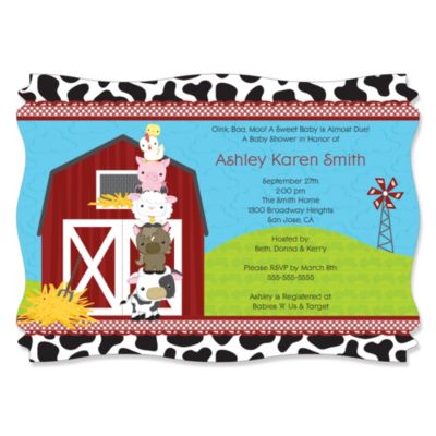 Farm themed baby shower clearance invitations