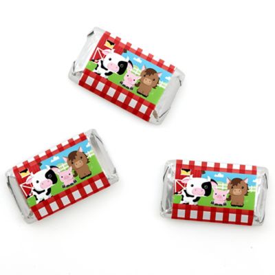 Farm Animals - Personalized Baby Shower Mini Candy Bar Wrapper Favors - 20 ct