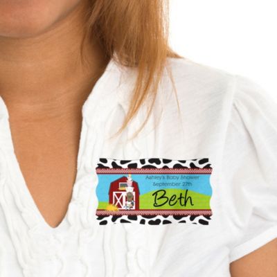 Farm Animals - Personalized Baby Shower Name Tag Stickers - 8 ct