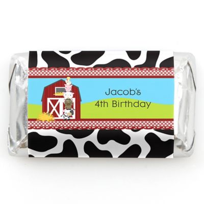 Farm Animals - Personalized Birthday Party Mini Candy Bar Wrapper Favors - 20 ct