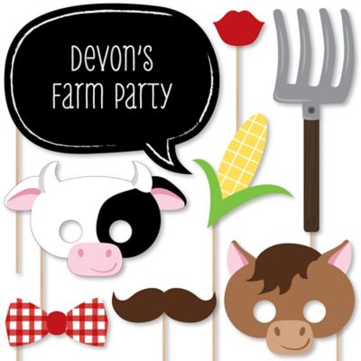 Farm Animals - 20 Piece Photo Booth Props Kit | BigDotOfHappiness.com