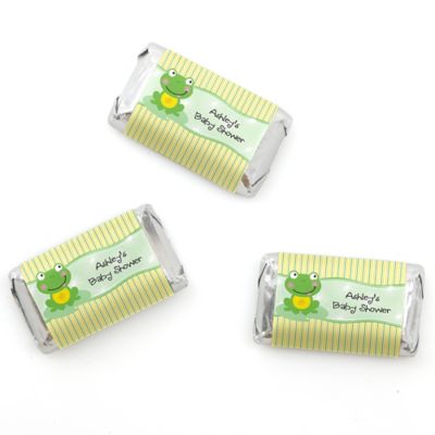 Froggy Frog - Personalized Baby Shower Mini Candy Bar Wrapper Favors - 20 ct