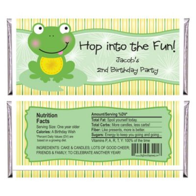 Froggy Frog - Personalized Birthday Party Candy Bar Wrapper Favors