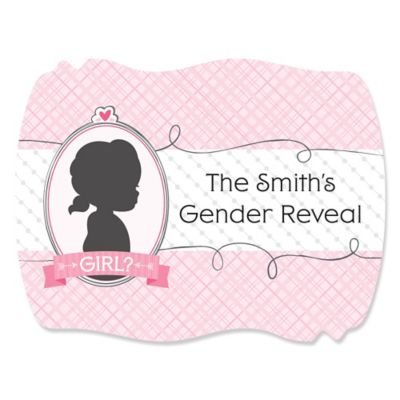 Gender Reveal - Girl - Personalized Party Squiggle Stickers - 16 ct