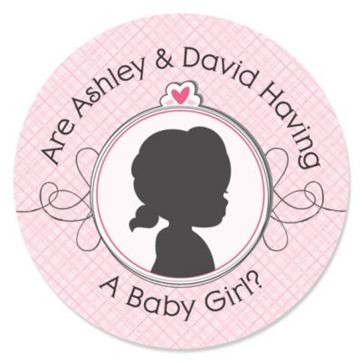 Gender Reveal - Girl - Personalized Party Sticker Labels - 24 ct