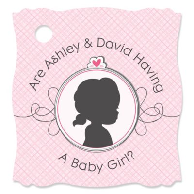 Gender Reveal - Girl - Personalized Party Tags - 20 ct