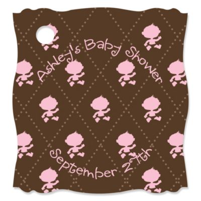 Modern Baby Girl - Personalized Baby Shower Tags - 20 ct