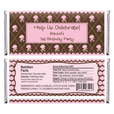 Modern Girl First Birthday Party - Personalized Birthday Party Candy Bar Wrapper Favors