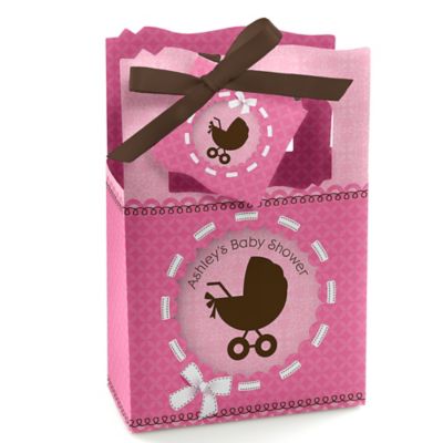 Girl Baby Carriage - Personalized Baby Shower Favor Boxes