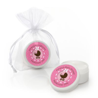 Girl Baby Carriage - Personalized Baby Shower Lip Balm Favors